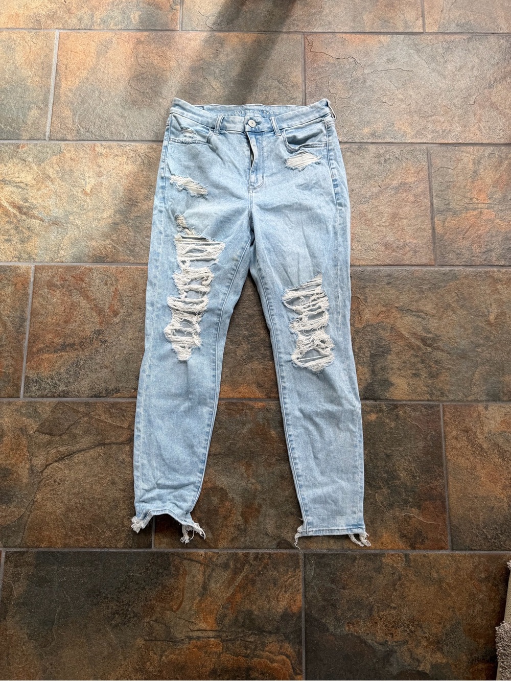 American Eagle Outfitters Light Blue Ripped Skinny Jeans